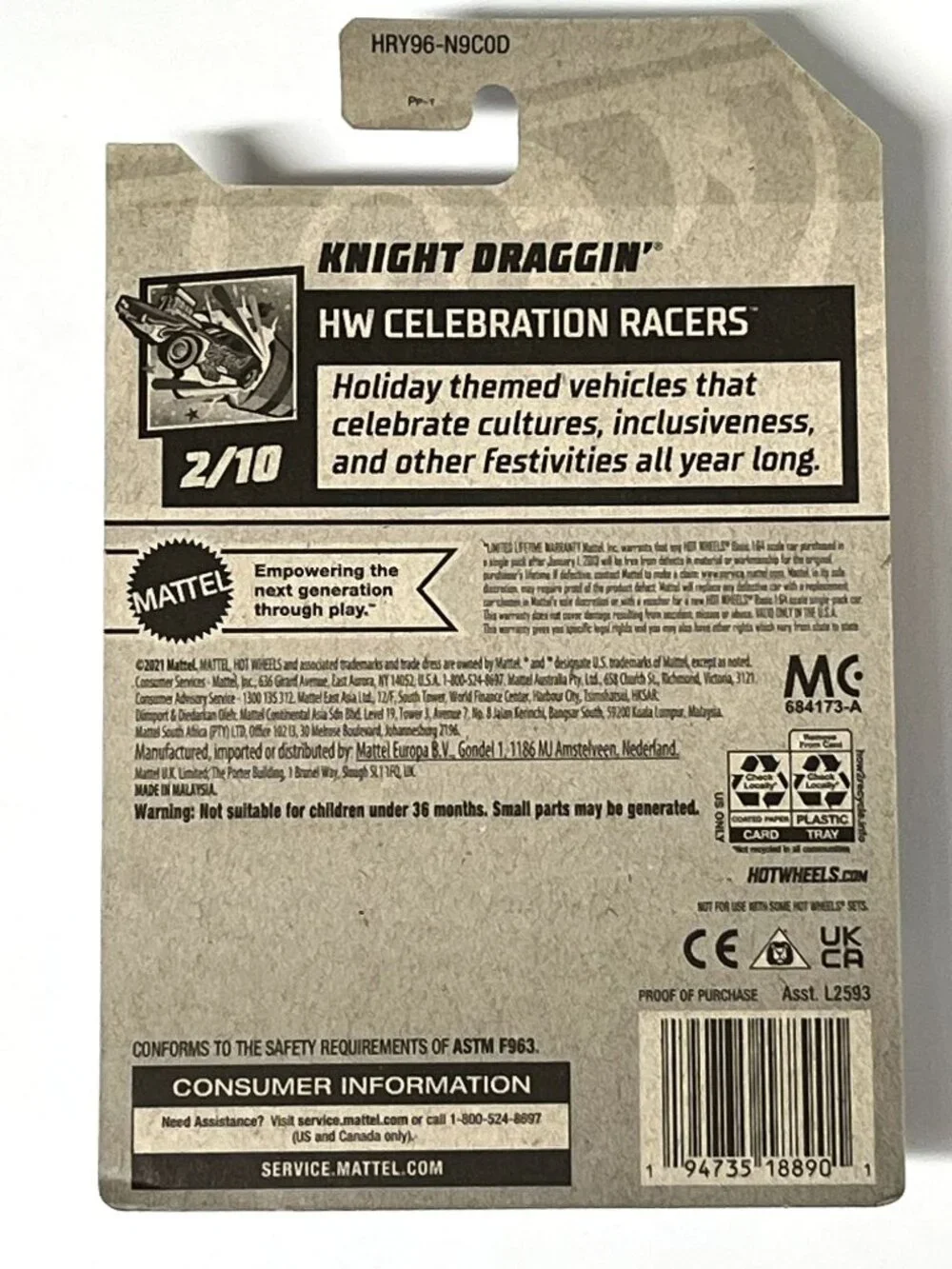 Hot Wheels Knight Draggin Red Gold Celebration Racers 2/10 NOC 2024